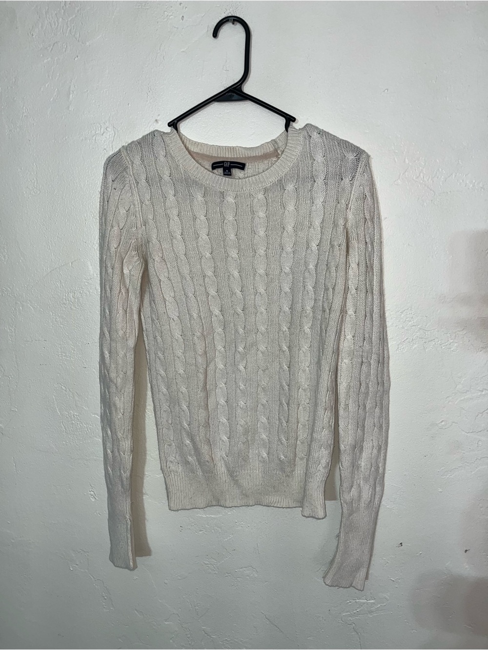 GAP Angora Rabbit Hair Blend Cable Knit Classic Crew Neck Longsleeve Sweater S